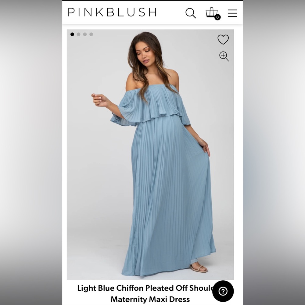 Light Blue Chiffon Pleated Off Shoulder Maternity Maxi Dress